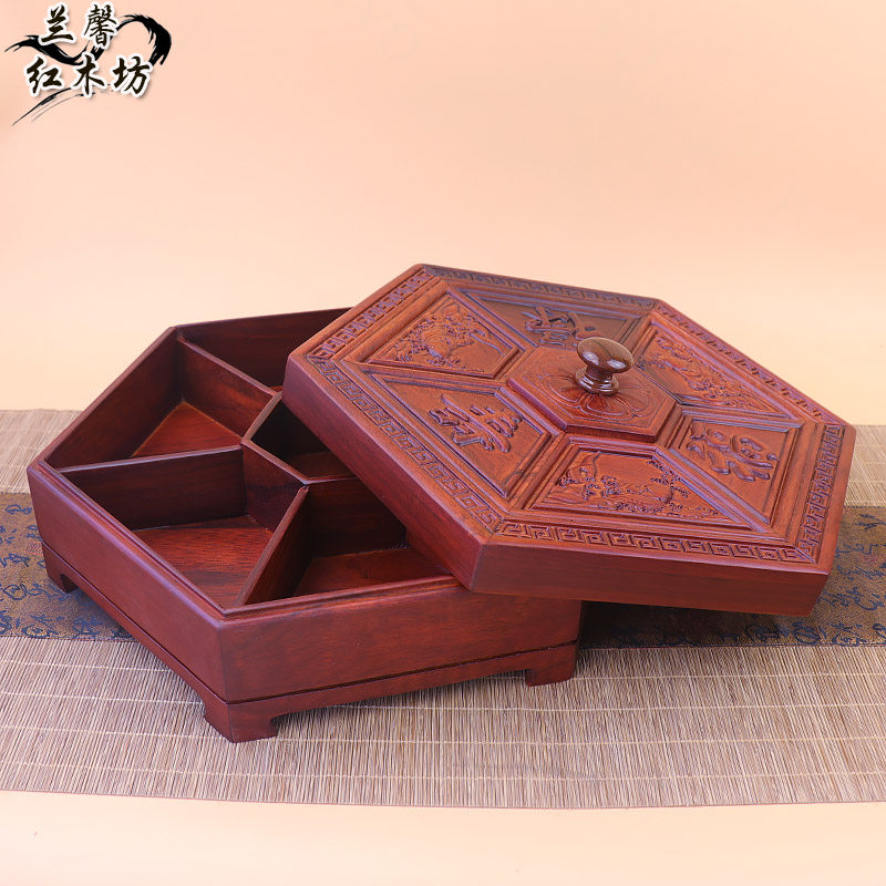 Solid wooden candy box Vietnamese mahogany rosewood creative fashion fruit plate melon seeds wooden dried fruit box wedding candy box