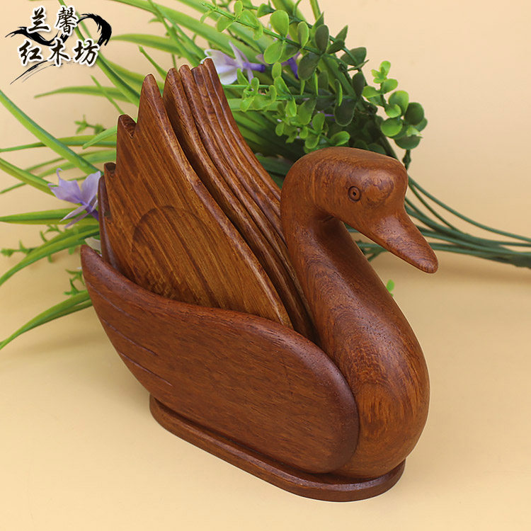 Mahogany coaster tea mat insulation mat tea ceremony solid wood tea coaster Swan style tea ceremony utensils square round coaster