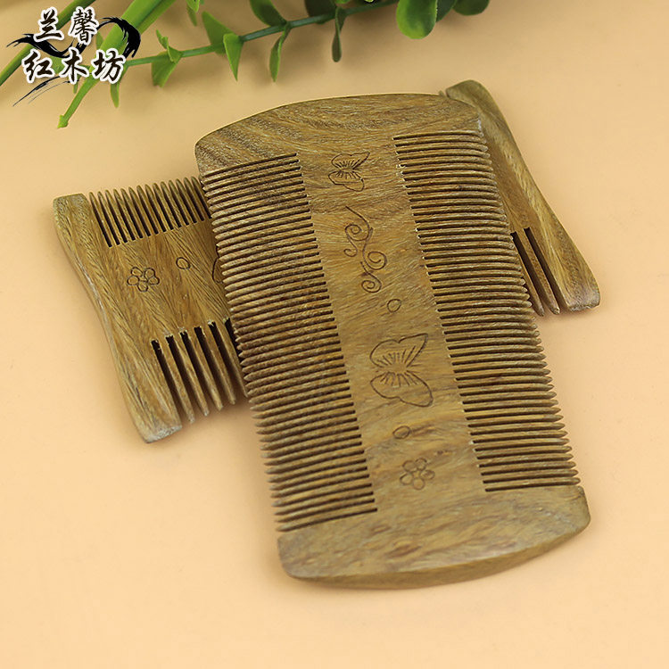 Encrypted wood comb grate scraping head lice green sandalwood ultra-dense tooth lice egg dandruff comb to dandruff grates