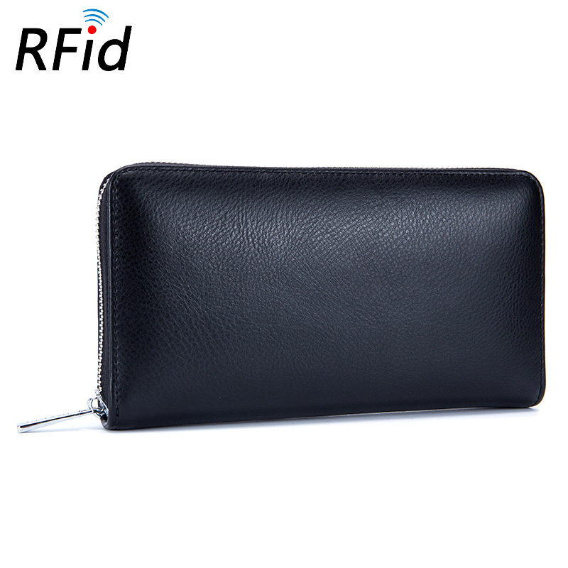 Genuine Leather Accordion Card Holder Long Wallet Passport Holder Rfid Multi-Card Slot Wallet