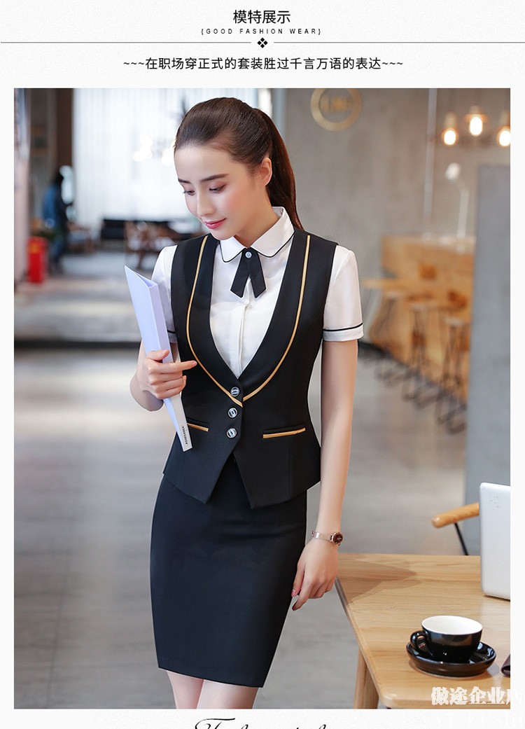 Người đẹp mặc y phục xuân hè 2019 khí chất thời trang khách sạn lễ tân chuyên nghiệp mặc đồng phục nữ tiếp viên đồng phục - Bộ đồ đồ bộ kiểu đẹp 2021