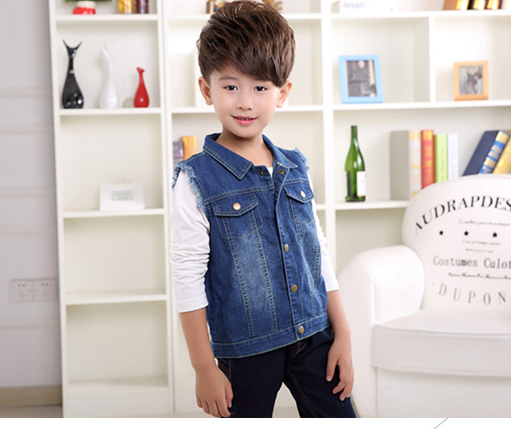 Mùa xuân và mùa thu 2017 trẻ em vest denim nam và nữ vest trẻ em vest nam cotton mát mẻ cho bé áo thun bé trai