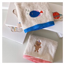 ins Wind Korean cute little towel embroidery baby child cotton soft face towel kindergarten children towel wash face towel