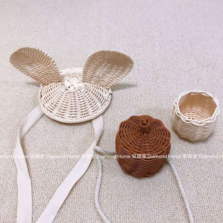 ins explosive handmade rattan children's hat hot air balloon pine cone bag hot air balloon accessories photography decoration headgear