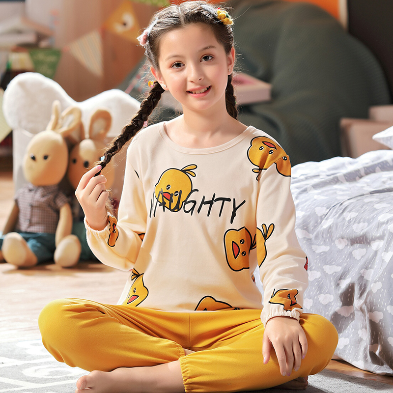 Child Sleepwear Girl Spring Autumn Pure Cotton Suit Long Sleeve Thin baby girl Girl girl Grand Girl Girl Summer 13 Home Home Clothes