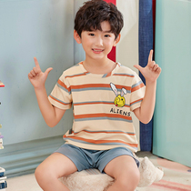 Summer cotton childrens boys pajamas short-sleeved thin section in the big boy boy suit boy child baby home clothes