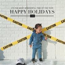 Halloween decoration bar event warning props 100m yellow tape caution English set photo