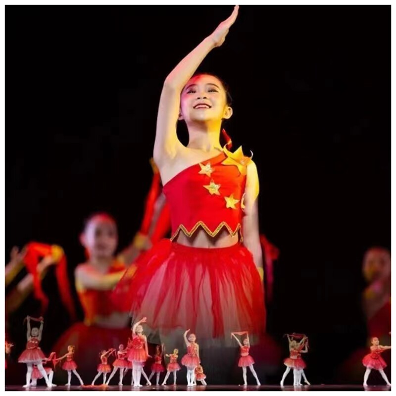 National Day children's chorus clothes I love you Chinese primary school students performance clothes my motherland June 1 red scarf dance clothes