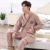 Nuo khiên cặp vợ chồng áo ngủ mùa thu và mùa đông flannel áo choàng tắm nam dày san hô lông cừu đồ ngủ phụ nữ mùa đông nhà dịch vụ phù hợp