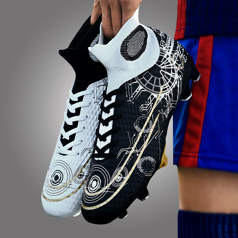 Messi youth non-slip football shoes broken nails tf men C Ronaldo long nails mandarin duck color high tube professional training shoes