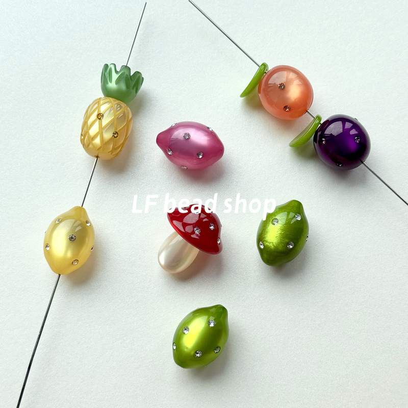 Authentic Resin Rhinestone Beads Imported from Italy, Main Beads for Large Food-Themed Toy Beaded Necklaces