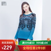 HPLY (比 俪) 2018 mùa xuân và mùa thu mới của phụ nữ cổ tròn gradient dệt kim dài tay len dệt kim