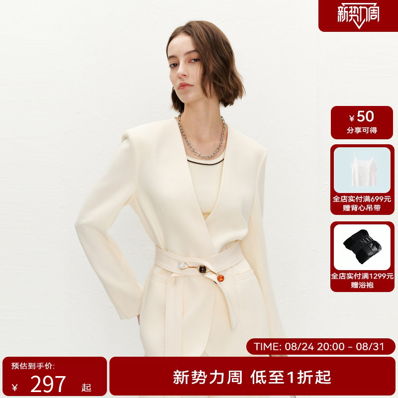 [Same Style as in Shopping Malls] Hply Summer New Women's Collarless H-Shaped Jacket Hme22520008T
