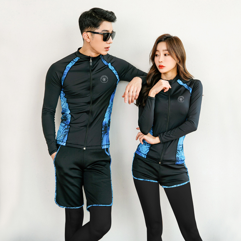 Korean Style Couple Wetsuit Unisex Two-piece Long Sleeve Jellyfish Outfit Snorkeling Surfing Swimsuit Sunscreen Casual