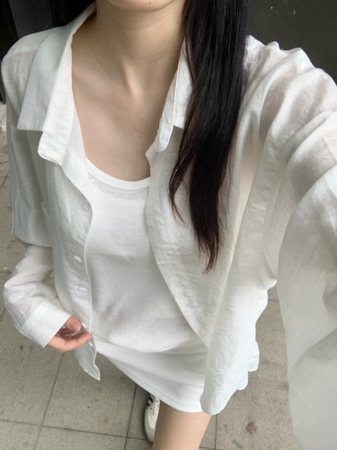 Летняя легкая и тонкая рубашка, лонгслив, куртка для отдыха, оверсайз, французский стиль, защита от солнца