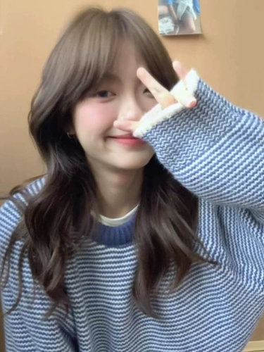 Ретро синий демисезонный трикотажный свитер для отдыха, свободный крой, изысканный стиль, увеличенная толщина