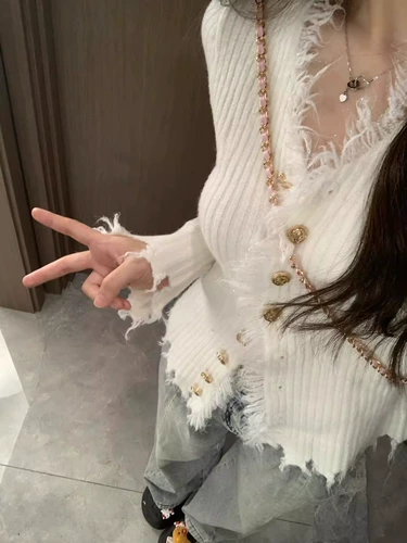 Приталенный свитер, трикотажная куртка, дизайнерский осенний кардиган, V-образный вырез, увеличенная толщина, тренд сезона