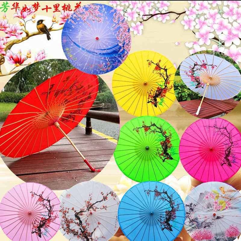 Chia Road Female Flower Umbrella Silk Cloth Oil Paper Umbrella Crafts Umbrella Classical China Wind Show Props Umbrella Qipao Walk Show Dance Umbrella