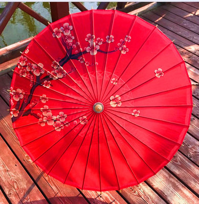 Oil Paper Umbrella Shading Rain Protection Sun Protection Practical Classical Jiangnan China Wind Tung Oil Ancient Wind Ancient Style Ancient Clothes Hanfu Flower Umbrella