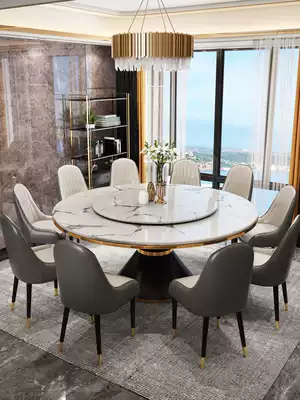 Kata light luxury marble round table 12 people use 2 meters hotel club dining room box 10 people dining table with turntable