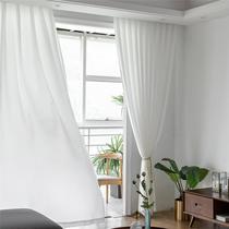 Window screen self-adhesive privacy light opaque person chiffon yarn shading balcony bay window white sand curtain White window screen
