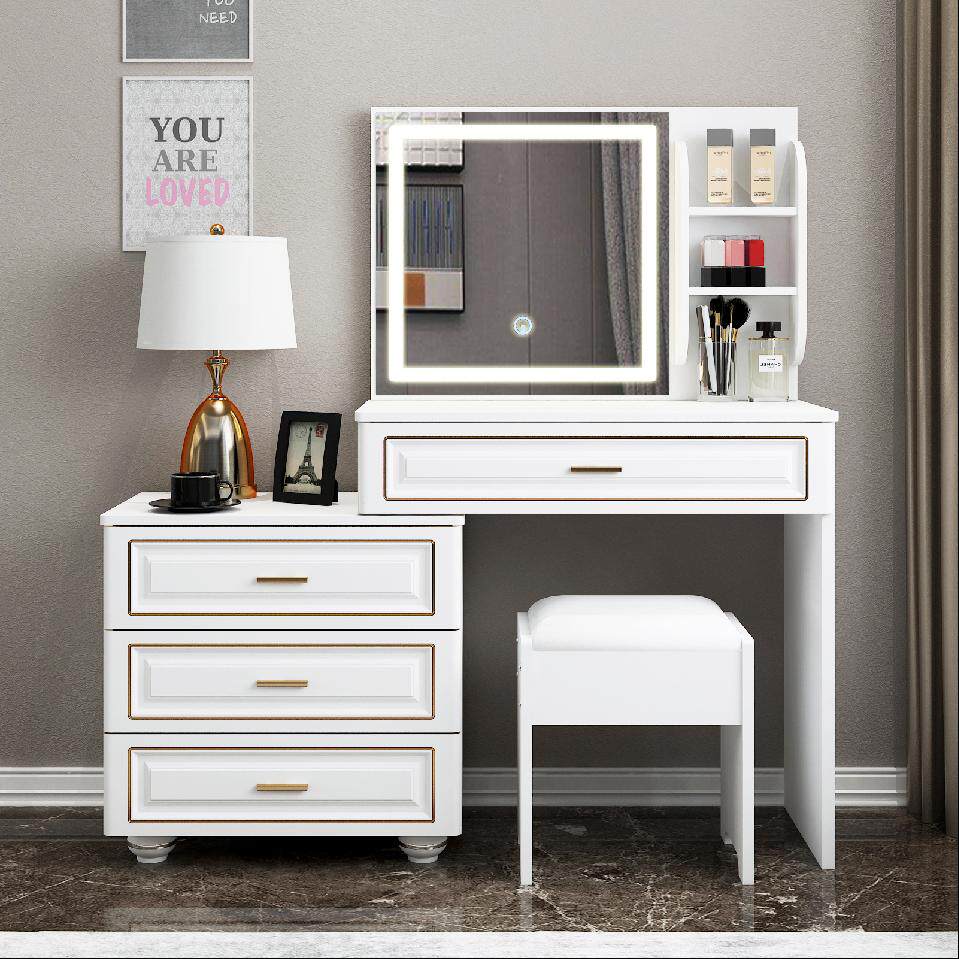 Light Extravagant Makeup Desk Bedroom Modern Minima Small Household Type Tennis Red Ins Wind With Lamp Containing Cabinet Integrated Makeup Desk Table