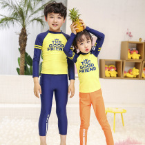 Beach surfing boys and girls childrens swimwear suit Long-sleeved sunscreen letter printing split childrens swimsuit