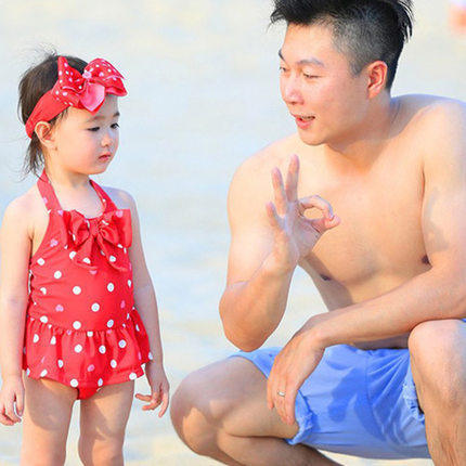 Korean version of the children's girls swimsuit Cute female baby Meng Meng Da one-piece skirt bathing hot spring beach bathing suit