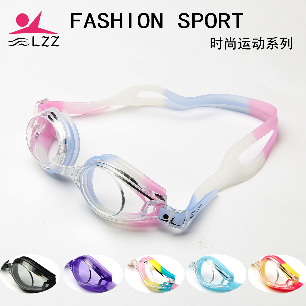 LZZ swimming goggles female male and female universal anti-fog waterproof multicoloured optional colored high clear swimming glasses