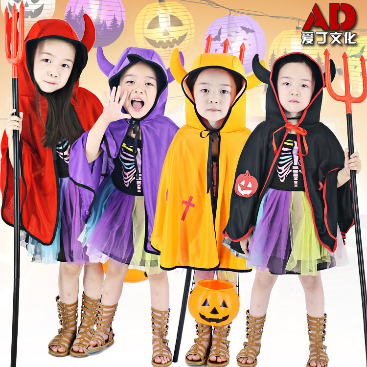 Halloween Children's clothing cos party Ball performance The cloak cape male and female Child Little Devil The Beatles