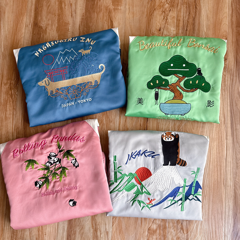 Japanese Style Cartoon Print Baseball Jacket for Couples, Niche Design Padded Jacket for Men and Women