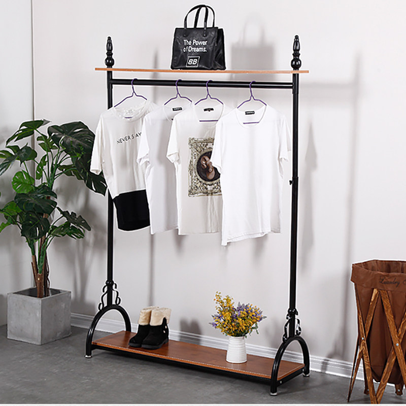 Women's Clothing Shop Floor Style Thickened liftable Double-board single-bar hanging clothes hanging clothes rack Sub-show Golden Display Side Hang