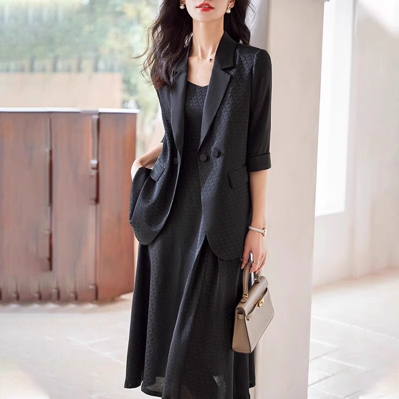 French Rouje Moaks Silk Mulberry Silk Blazer Women's Spring, Summer and Autumn Suit Dress Two-Piece Suit