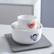 Parent-child bowl set A family of 3 ceramic rice bowls Mom and dad son and daughter family members distinguish tableware