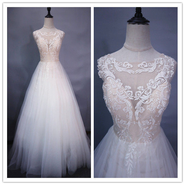 沫家新娘白色婚紗結婚式新娘蕾絲釘珠婚紗照相館主題服演出服蓬蓬裙