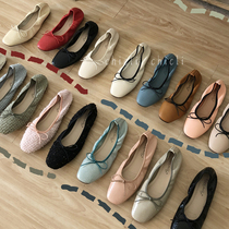 chicli autumn shoes female Korean fairy wind bow square head shallow bow soft-soled ballet single shoes 40