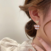 Korean brown autumn and winter earrings womens light luxury temperament high-end atmosphere earrings 2022 new trendy earrings