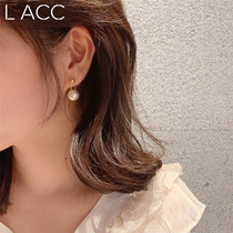 South Korea Dongdaemun 925 silver needle round pearl earrings earrings earrings beads drop earrings goddess temperament simple and wild