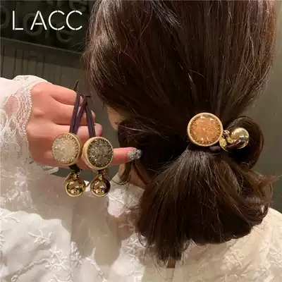 South Korea Dongdaemun imported bow rhinestone super flash hair ring female tie hair hair accessories hair ring female rubber band hair rope