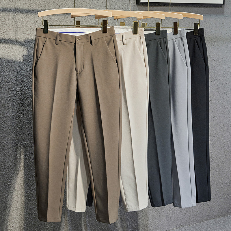 Men's Spring and Autumn Slim-Fit Straight-Leg Dress Pants with a High-End British Style, Wrinkle-Resistant Suit Pants Men's Spring and Autumn Slim-Fit Straight-Leg Dress Pants with a High-End British Style, Wrinkle-Resistant Suit Pants