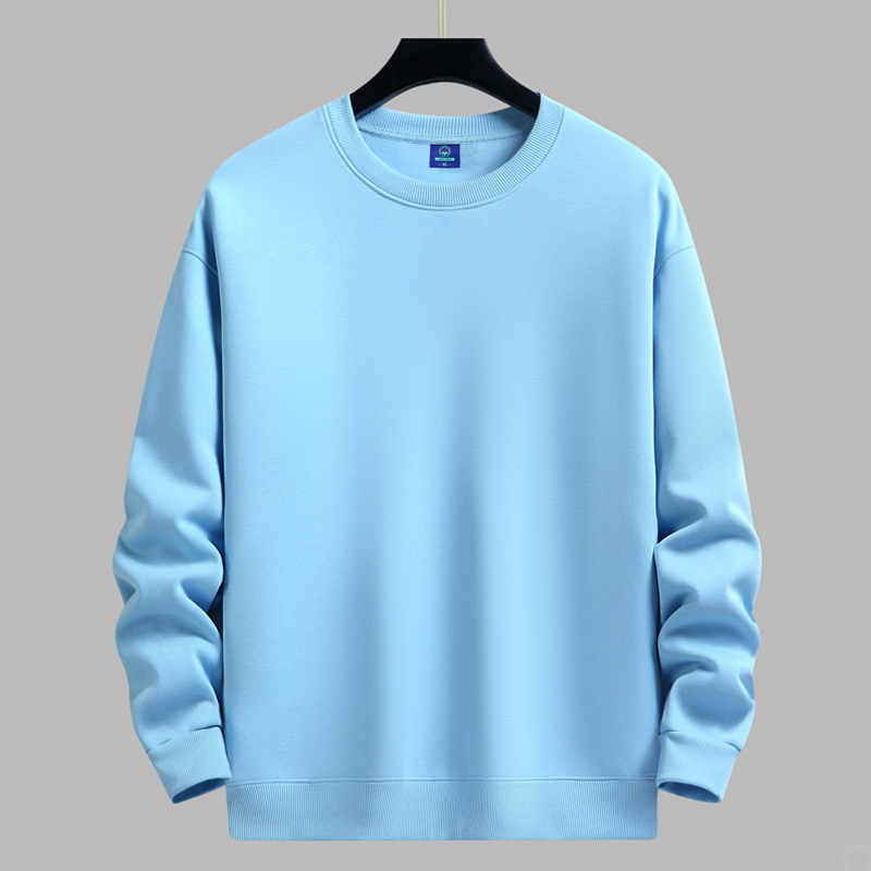 Sky Blue Solid Color Sweatshirt for Men, Spring and Autumn Style, Base Layer, Crew Neck, No Hood, Loose Fit, Heavyweight, Versatile, Casual Long-Sleeve T-Shirt Sky Blue Solid Color Sweatshirt for Men, Spring and Autumn Style, Base Layer, Crew Neck, No Hood, Loose Fit, Heavyweight, Versatile, Casual Long-Sleeve T-Shirt