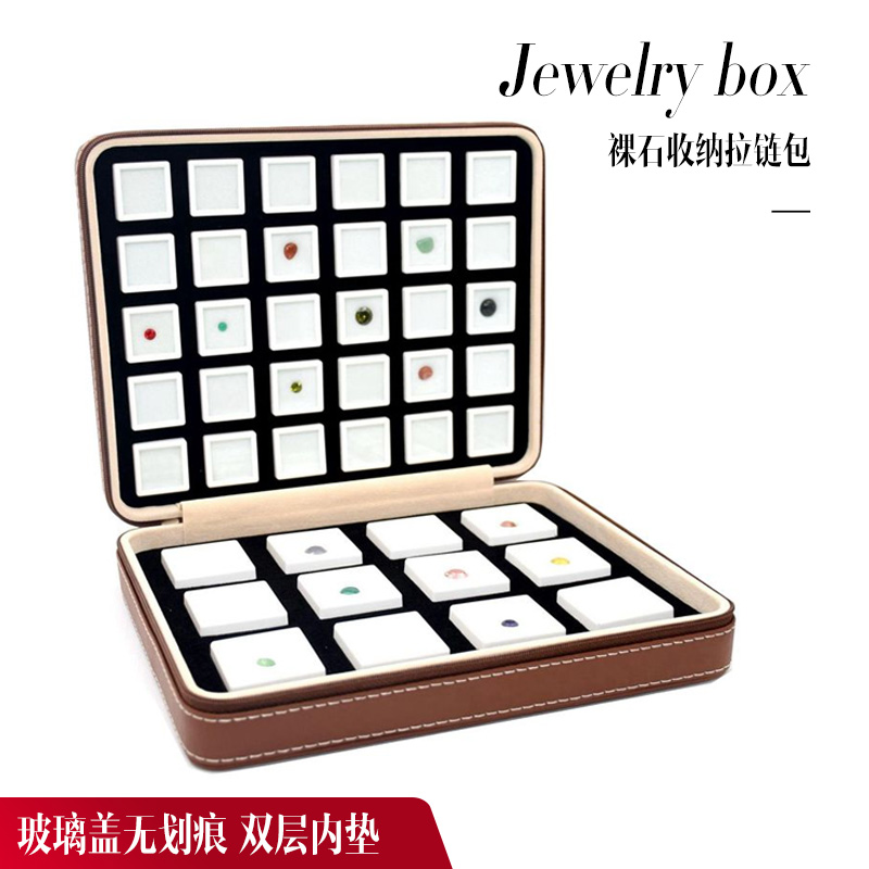 Glass transparent small box sample box diamond packet plastic gemstone jewel box ring surface display box
