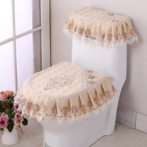 Fabric European-style toilet cover toilet ring toilet cover three-piece set four seasons universal toilet seat cushion toilet cover toilet pad