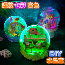 Children DIY Water Crystal Palace Micro Landscape Handcrafted Material Rotation Music Box Luminous Water Crystal Ball GIFTS FOR MEN AND WOMEN