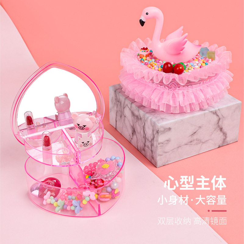 Cartoon children's puzzle assembled heart-shaped double-layer storage box DIY creative girl handmade material bag toys