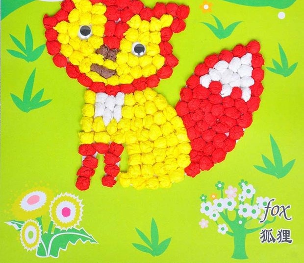 Trẻ em dán giấy crepe handmade mẫu giáo sáng tạo DIY nguyên liệu sản xuất gói vẽ tay đồ chơi giáo dục thế giới đồ chơi