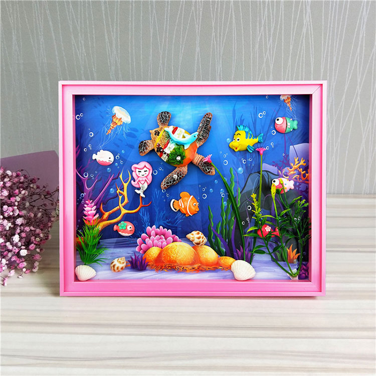 Trẻ em mới của sáng tạo DIY khung ảnh sơn trang trí 3D ba chiều thế giới đại dương handmade dán vật liệu sơn gói