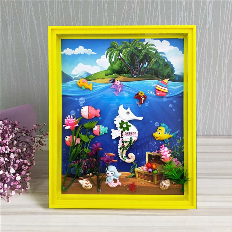 Trẻ em mới của sáng tạo DIY khung ảnh sơn trang trí 3D ba chiều thế giới đại dương handmade dán vật liệu sơn gói