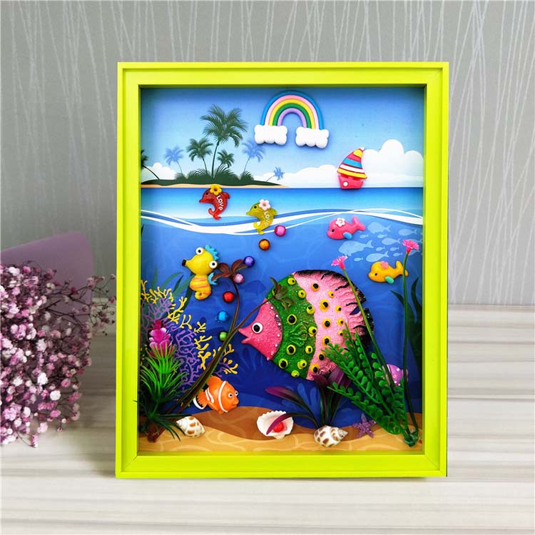 Trẻ em mới của sáng tạo DIY khung ảnh sơn trang trí 3D ba chiều thế giới đại dương handmade dán vật liệu sơn gói