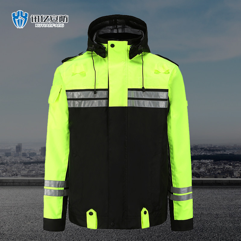 Reflective clothing duty coat road traffic safety clothing long-sleeved top warm and cold-proof overalls eye-catching safety